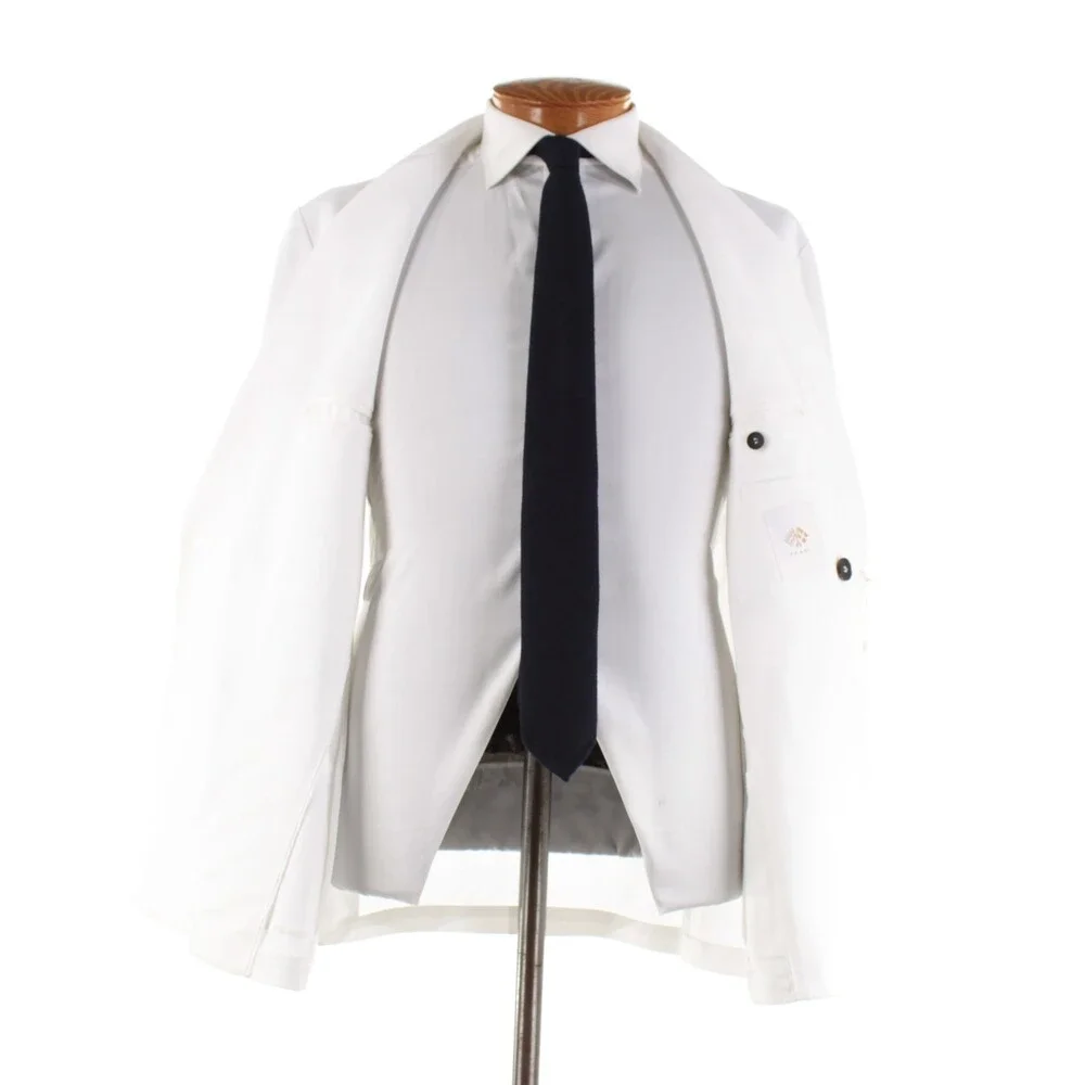 Fradi NWT Cotton Double Breasted Sport Coat Size 52R (42R US) In Solid White